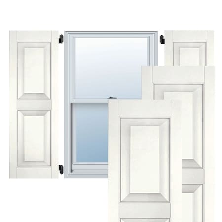 Ekena Millwork 12"W x 31"H Exterior Real Wood Pine Raised Panel Shutters, White PR RWR12X031WHP